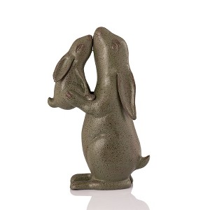 SPI Home Tender Moment Rabbits Garden Sculpture – 21-Inch Cast Aluminum Outdoor Bunny Statue in Antique Bronze - 1 of 4