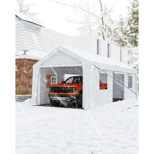 10'x20' Heavy-Duty Portable Garage Carport with 4 Roll-Up Doors & 4 Windows - Durable Shelter for Trucks, Boats, Cars, and Outdoor Equipment - 1 of 4