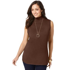 Jessica London Women's Plus Size Fine Gauge Mockneck Sweater - 1 of 4