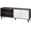 Vynxaria Mid-Century Modern TV Stand, Dark Gray & White, 63" TV Compatible, 2 Storage Shelves & 1 Cabinet - 2 of 4