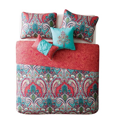 Casa Real Multi-Color Reversible Microfiber King Quilt Set