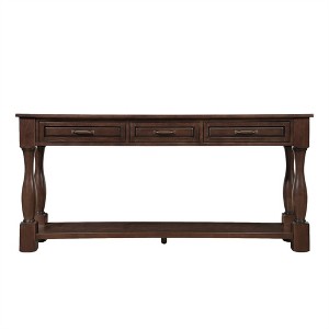 XINGHANZHENXUAN Solid Wood Console Table, 3 Drawers & Bottom Shelf, Sofa Table for Entryway, Hallway & Living Room - 1 of 4