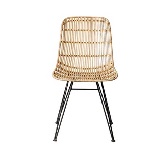 Storied Home Braided Rattan Chair with Metal Frame Natural/Black: No Assembly, Indoor/Outdoor Use - 1 of 4
