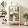 2 Doors Curio Cabinet, Display Cabinet With Mirrored Back Panel And Adjustable Shelves, Lighted Display Cabinet-Cuddlewood - 4 of 4