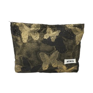 Unique Bargains Butterfly Makeup Bag Black Gold Tone 1 Pc - 1 of 4