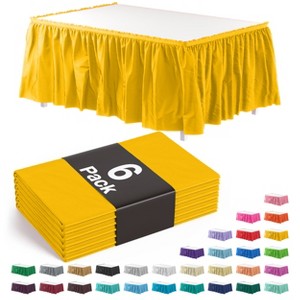 Crown Display 6 pack Disposable Plastic Tableskirts - 29" x 14 Ft ruffled Table Skirt with Adhesive Strip - 6 Count - 1 of 4
