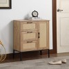 GlasFlength Decorative Storage Cabinets Modern Accent Storage Cabinet with 3 Drawers Free standing Cabinet for Living Room, Beige, 27.6"*11.8"*31.5" - 2 of 4