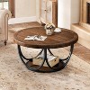 Lantine 2 Tiers Round Coffee Table, 35.4" Circle Cocktail Table with Storage Shelf, Industrial Center Tables for Living Room - 4 of 4