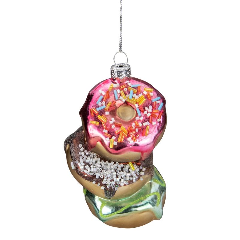 Northlight 4.25" Stacked Doughnuts Glass Christmas Ornament, 1 of 5