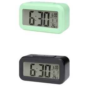 REGALWOVEN 2 Pcs Plastic Battery Powered Digital Temperature Alarm Clock 5.5 x 2.8 x 1.8 Inches - 1 of 4