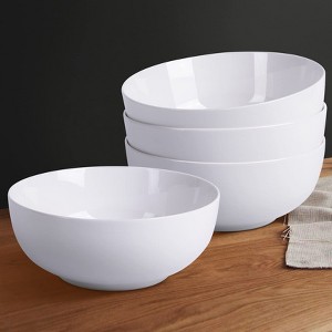 64 Ounce Porcelain Bowls Set 3 Pack Premium White Ceramic Bowls for Cereal, Soup, Salad, Pasta, Prep, Rice, Ice cream, Microwave & Dishwasher Safe - 1 of 4