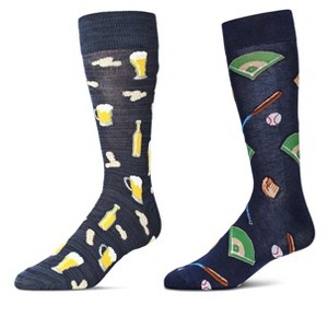 MeMoi Men's 2 Pair Pack Novelty Sports Crew Socks - 1 of 2