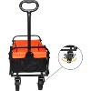 Heavy-Duty Folding Utility Wagon Cart Outdoor Camping Beach Cart with Steel Frame,Brake, Rubber Wheels 150 Capacity for Grocery,Camping, Black+Yellow - 2 of 4
