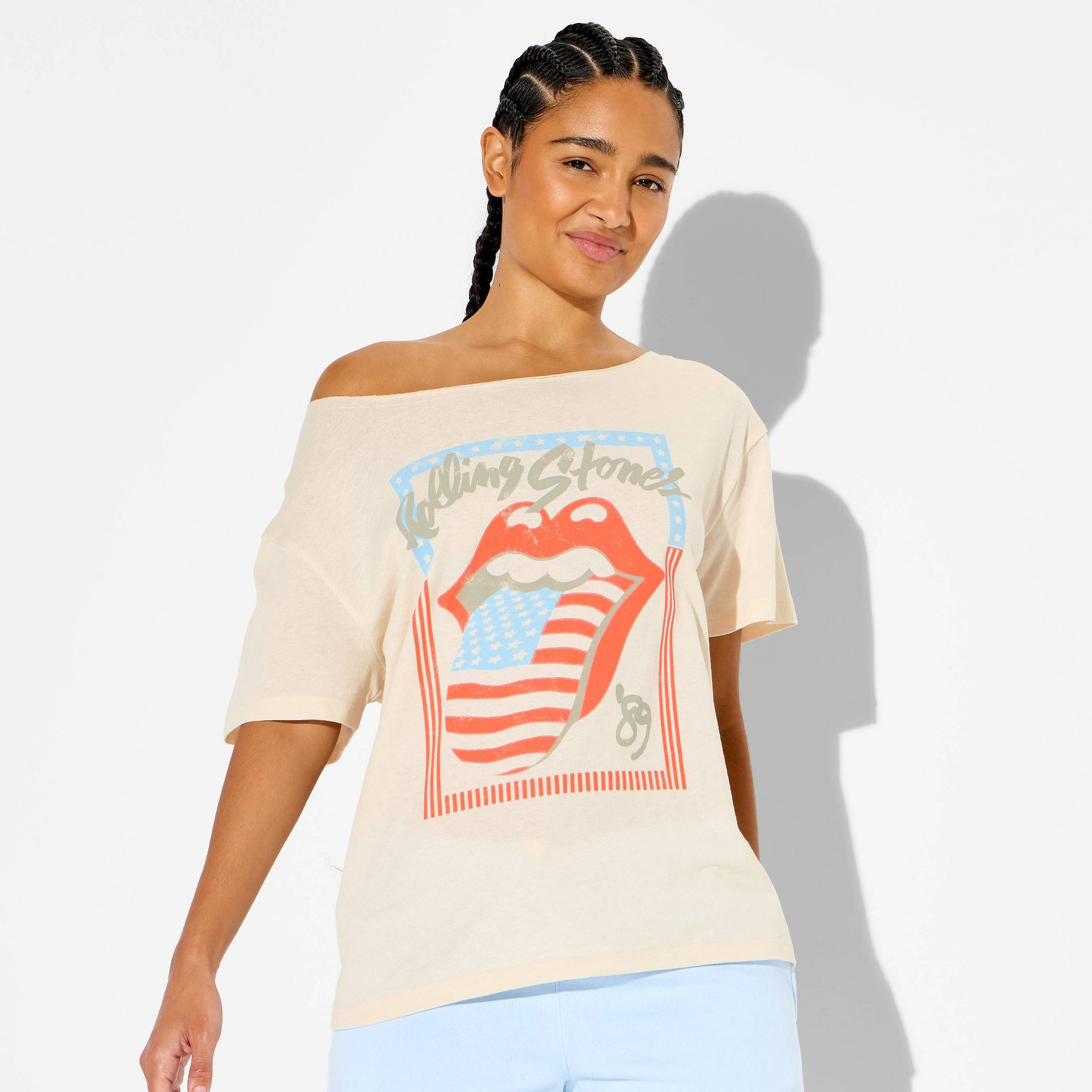 Women's Rolling Stones Americana Short Sleeve Graphic T-Shirt - Cream