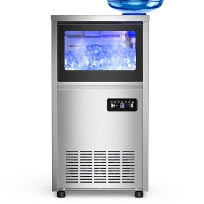 Hothope Commercial Ice Maker Machine, 150Lbs/24H with 45Lbs Storage, Fast Ice Making in 8-15Mins, Stainless Steel