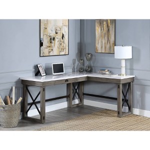Marble Top L-Shaped Writing Desk with Lift Top Storage and Full Extension Drawer - 1 of 4