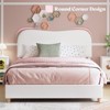 AMERLIFE Boucle Bed Frames, Upholstered Platform Bed with Curved Shaped Headboard, Cream - 2 of 4
