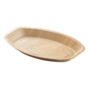 Smarty Had A Party 9" x 13" Oval Natural Palm Leaf Eco-Friendly Trays -  100 pcs - 1 of 4