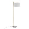 LumiSource Fran Contemporary Floor Lamp in Gold Metal White Marble and White Linen Shade: Chic Arc Design, UL Listed, 60W - image 3 of 4