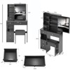 FONTOI Vanity Table with Cushioned Stool, Fashionable Dresser with Sliding Mirror&Drawers for Bedroom Small Space, Black, 12.6"*50.4"*29.2" - 3 of 4