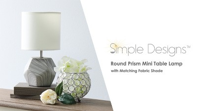 Gray and White Marbled Ceramic Mini Table Lamp with Fabric Shade