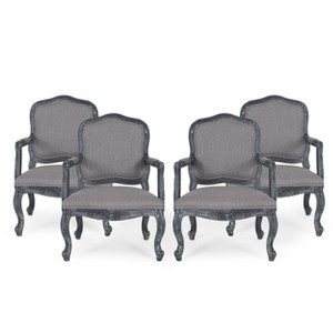 Christopher Knight Home Andrea French Country Upholstered Rubberwood Dining Armchairs (Set of 4) - 1 of 4