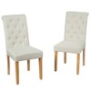Tangkula 4PCS Upholstered Dining Chair High Back Armless Chair w/ Wooden Legs Beige - 3 of 4