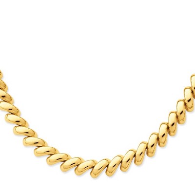 Black Bow Jewelry 12mm 14k Yellow Gold Hollow San Marco Chain Necklace 17 Inch