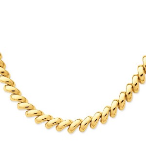 Black Bow Jewelry 12mm 14k Yellow Gold Hollow San Marco Chain Necklace 17 Inch - 1 of 4