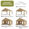 Heavy Duty Portable Garage - 13x20ft All-Season Carport with 4 Roll-Up Doors & Windows for Car, Truck, Boat Storage - 4 of 4