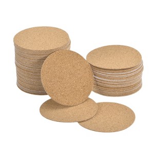 Unique Bargains Thickened Cork Self-Adhesive Round Coasters for Tableware - 1 of 4