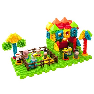 PICASSO-TILES 100 PC Farm Animal Theme Hedgehog Building Blocks Set for Toddlers, Boys & Girls 3+