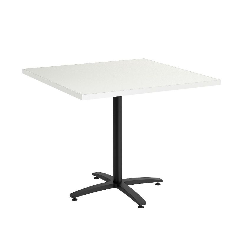 HITOUCH BUSINESS SERVICES 36" Square Silver Mesh Laminate Seated Height Black Base Table 54825, 1 of 2