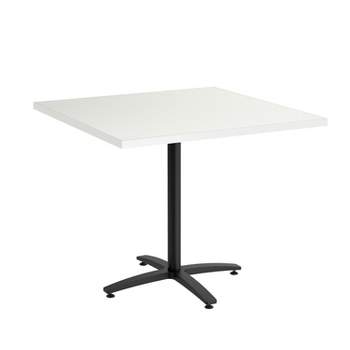 HITOUCH BUSINESS SERVICES 36" Square Silver Mesh Laminate Seated Height Black Base Table 54825