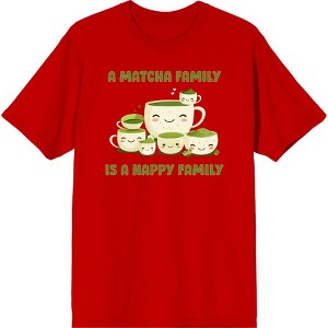 A Matcha Family Is A Happy Family Adult Crew Neck Short Sleeve Tee - 1 of 2