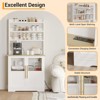 Farmhouse Bakers Rack with Charging Station & Glass Door Cabinet, Rustic Wood Coffee Hutch, Microwave Stand with 3 Open Shelves - 4 of 4