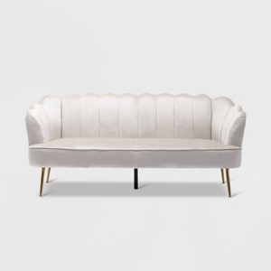 Reitz Modern Glam Velvet Channel Stitch 3 Seater Shell Sofa - Christopher Knight Home - 1 of 4