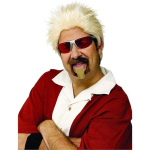 Fun World Celebrity Chef Wig & Goatee – White Curly Wig and Beard Set for Adults - 1 of 2