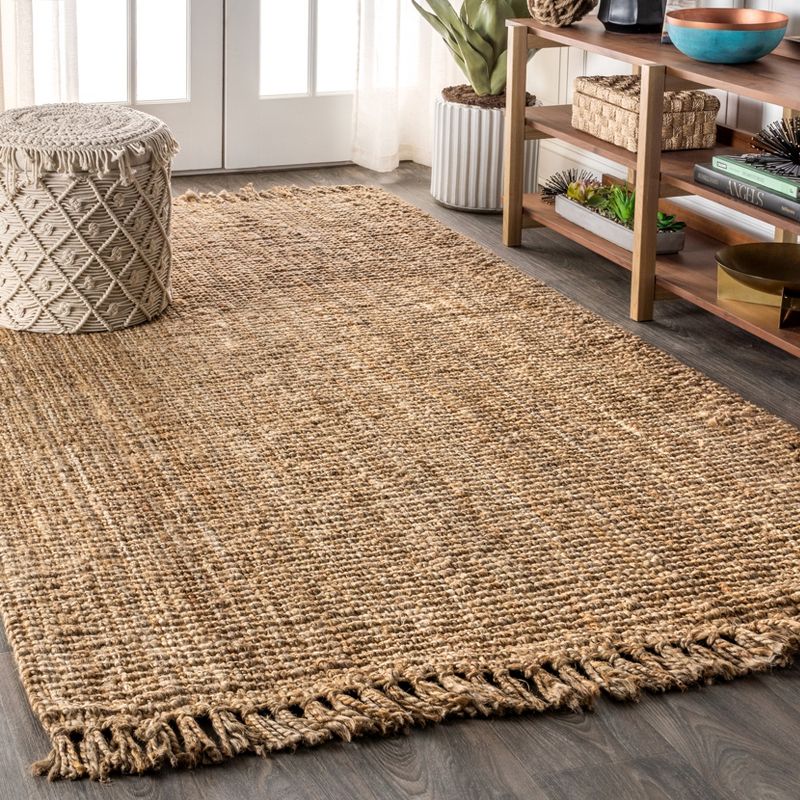 Para Hand Woven Chunky Jute with Fringe Area Rug - JONATHAN Y, 1 of 10
