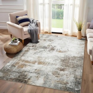 Modern Abstract Pattern Machine Washable Rug, Non-Slip, Non-Shedding, Low Pile Foldable Rug for Bedroom, Living Room and Game Room - 1 of 4
