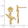 Black Bow Jewelry Hummingbird and Flower Dangle Post Earrings in 14k Yellow Gold - 4 of 4