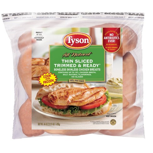Tyson Thin Sliced Trimmed & Ready Boneless & Skinless Chicken Breast - Frozen - 36oz - image 1 of 3