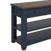 Hostack 48'' Solid Wood Top Console Table with 3 Storage Drawers and 2 Shelves, Blue - 4 of 4