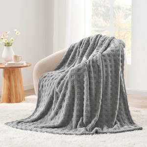 Cozy Bliss Plush Waffle Fleece Throw Blanket, Ultra Soft Comforter Style Home Blanket - 1 of 4