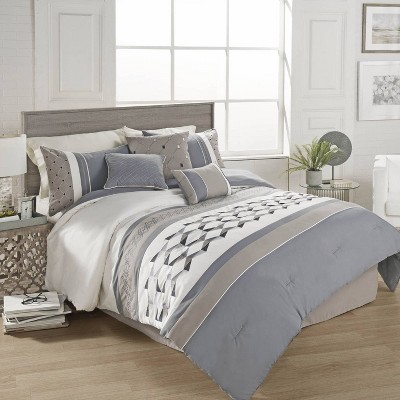 Queen 7pc Beren Comforter Set Blue/beige - Riverbrook Home: Polyester ...