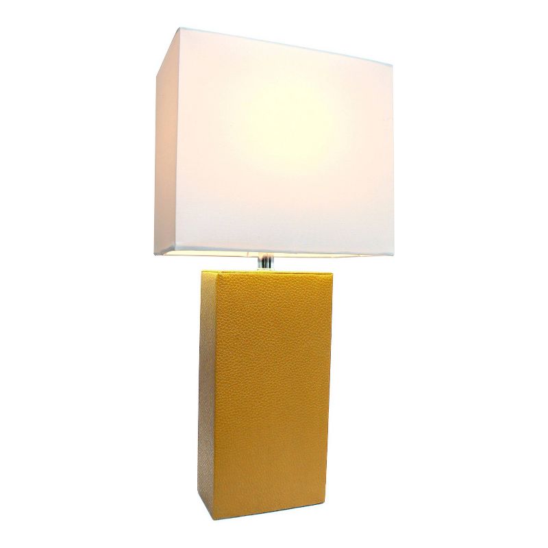 Leather Table Lamp with Fabric Shade  - Elegant Designs, 3 of 7