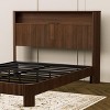 Sapphtopaz Retro Bed Frame with Storage Headboard & Metal Support Wavy Curved Lines Wood Platform Bed with Charger Station for Bedroom - 4 of 4