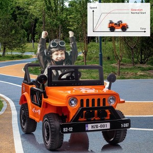12V Kids Ride On Truck Car with Remote Control, Spring Suspension, Various Speeds, LED Lights, Music, and Safety Belt, Electric Ride On Car Toys - 1 of 4