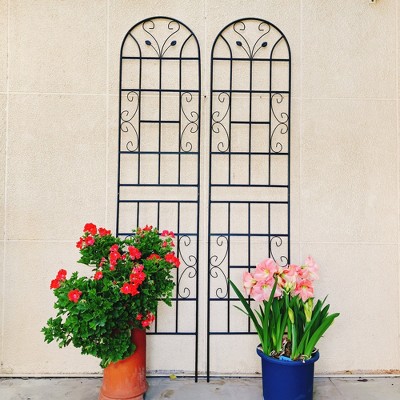 Black Metal Garden Trellis for Climbing Plants, 86.7'H x 19.7'W, Rustproof Outdoor Plant Support for Roses, Vines & Vegetables