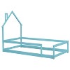 CAVINAS Twin Size Wood Montessori Bed,Modern Floor Bed with House-Shaped Headboard and Fences,Toddler Bed for Bedroom - 4 of 4